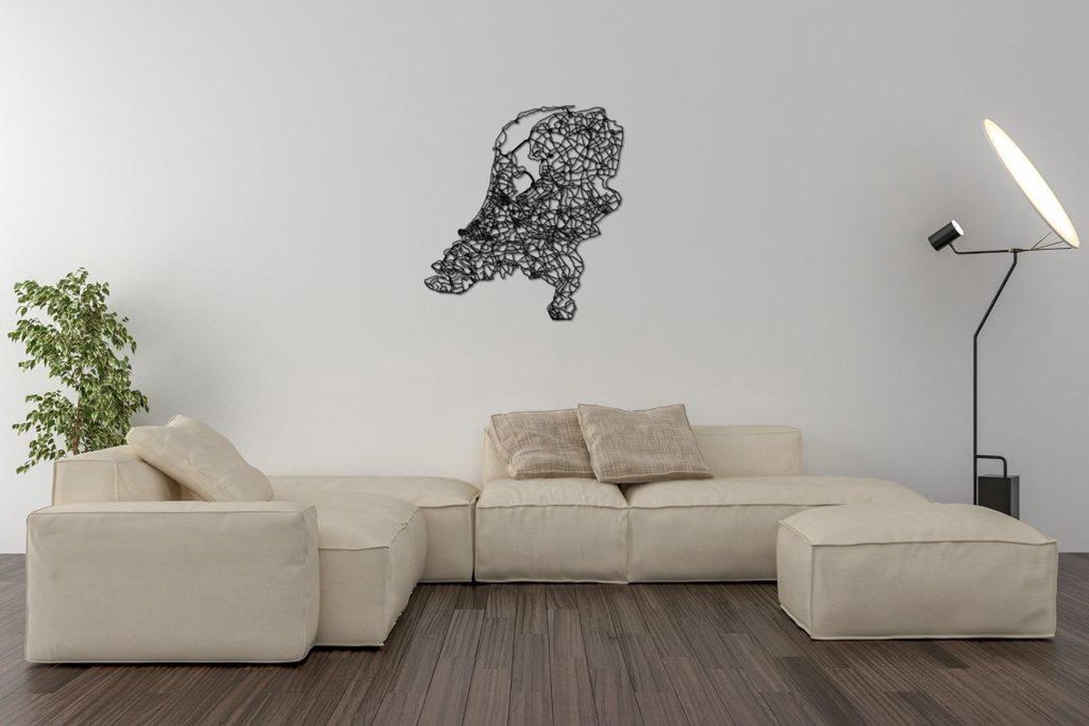 Houten Landkaart Nederland | Zwart Hout - Volledig Duurzaam - Landkaart - 70 x 60 CM - Wanddecoratie - Design -   - Land Kaart